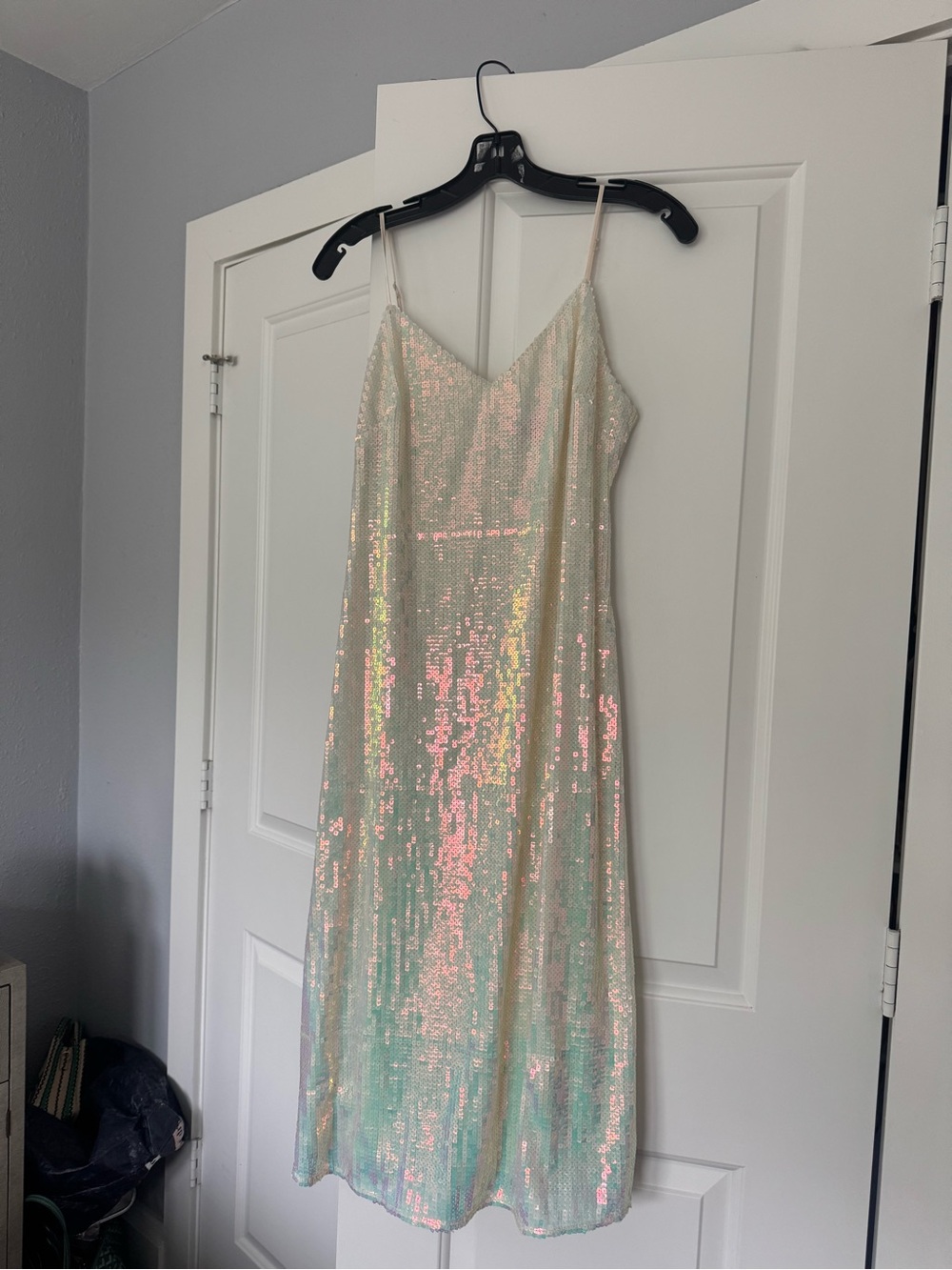 STAUD Iridescent Sequin Midi Dress
